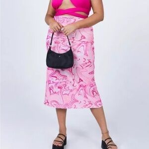 Princess polly deanna pink swirl print midi skirt womens 10 y2k 90s retro slinky
